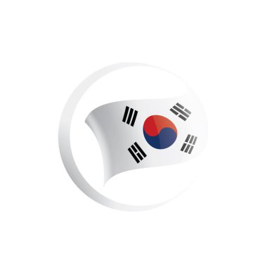 Güney Kore bayrağı, beyaz bir arka plan üzerinde vektör çizim