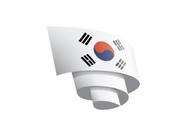 Güney Kore bayrağı, beyaz bir arka plan üzerinde vektör çizim