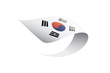 Güney Kore bayrağı, beyaz bir arka plan üzerinde vektör çizim