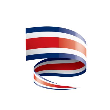 Kosta Rika ulusal bayrağı, beyaz arka planda vektör illüstrasyonu