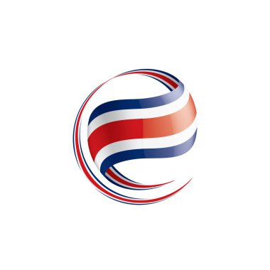 Kosta Rika bayrağı, beyaz arkaplanda vektör illüstrasyonu