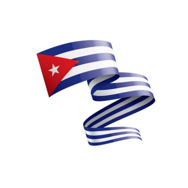 Küba bayrağı, beyaz arkaplanda vektör illüstrasyonu