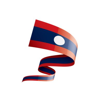 Laos bayrağı, beyaz bir arka plan üzerinde vektör çizim