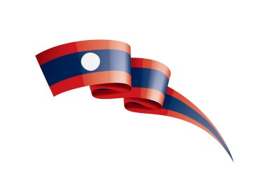 Laos bayrağı, beyaz bir arka plan üzerinde vektör çizim