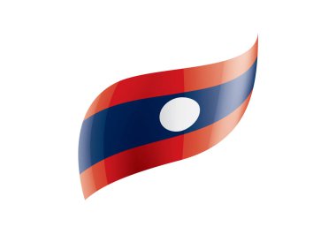 Laos bayrağı, beyaz bir arka plan üzerinde vektör çizim