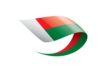 Madagaskar bayrağı, beyaz bir arka plan üzerinde vektör çizim