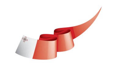 Malta bayrağı, beyaz bir arka plan üzerinde vektör çizim