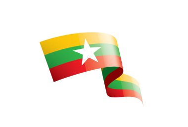 Myanmar bayrağı, beyaz bir arka plan üzerinde vektör çizim