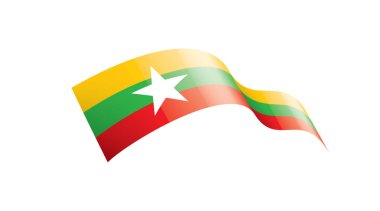 Myanmar bayrağı, beyaz bir arka plan üzerinde vektör çizim