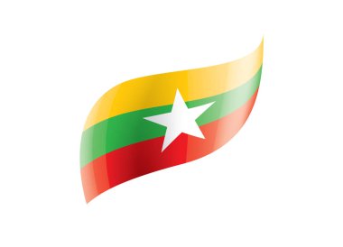 Myanmar bayrağı, beyaz bir arka plan üzerinde vektör çizim