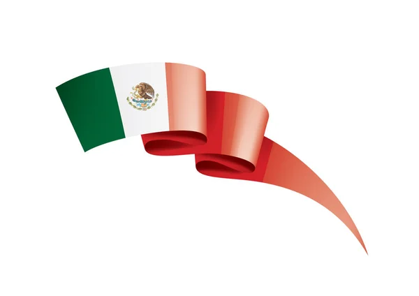 Mexikanska flaggan, vektorillustration på vit bakgrund — Stock vektor