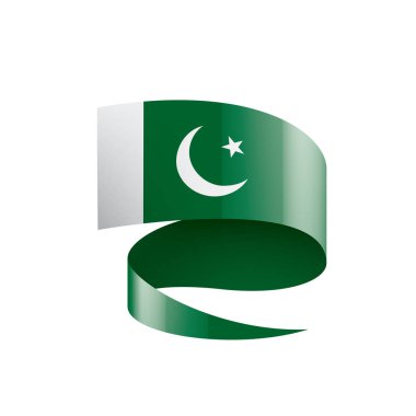 Pakistan bayrağı, beyaz arkaplanda vektör illüstrasyonu