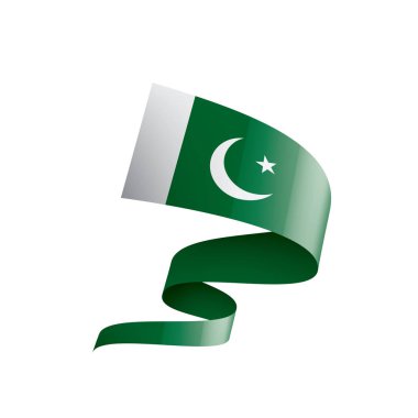 Pakistan bayrağı, beyaz arkaplanda vektör illüstrasyonu