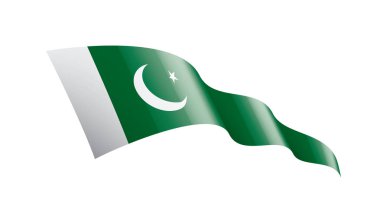 Pakistan bayrağı, beyaz arkaplanda vektör illüstrasyonu
