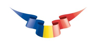 Beyaz arka planda Romanya bayrağı ve vektör illüstrasyonu