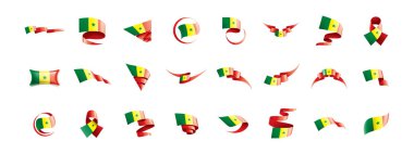 Senegal bayrağı, beyaz arkaplanda vektör çizimi