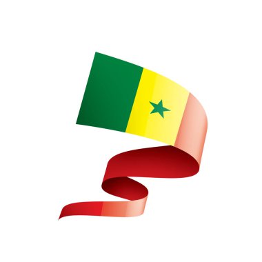 Senegal bayrağı, beyaz arkaplanda vektör çizimi