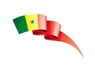 Senegal bayrağı, beyaz arkaplanda vektör çizimi