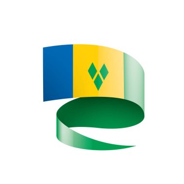 Saint Vincent ve Grenadines bayrağı, beyaz arkaplanda vektör çizimi