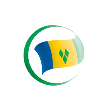 Saint Vincent ve Grenadines bayrağı, beyaz arkaplanda vektör çizimi