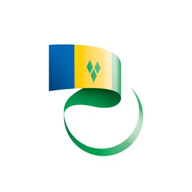 Saint Vincent ve Grenadines bayrağı, beyaz arkaplanda vektör çizimi