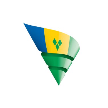 Saint Vincent ve Grenadines bayrağı, beyaz arkaplanda vektör çizimi