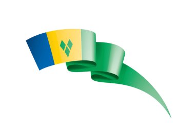 Saint Vincent ve Grenadines bayrağı, beyaz arkaplanda vektör çizimi