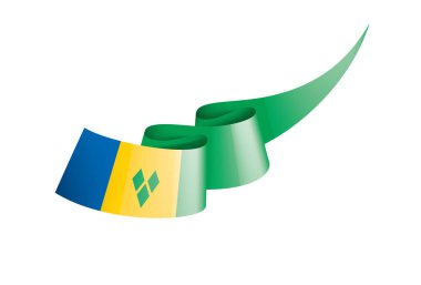 Saint Vincent ve Grenadines bayrağı, beyaz arkaplanda vektör çizimi
