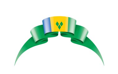 Saint Vincent ve Grenadines bayrağı, beyaz arkaplanda vektör çizimi