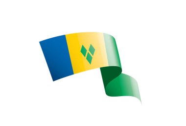 Saint Vincent ve Grenadines bayrağı, beyaz arkaplanda vektör çizimi
