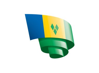 Saint Vincent ve Grenadines bayrağı, beyaz arkaplanda vektör çizimi