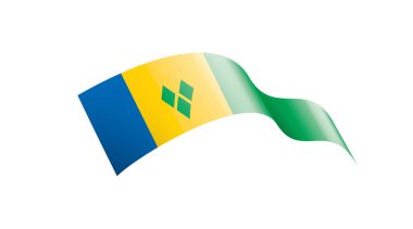 Saint Vincent ve Grenadines bayrağı, beyaz arkaplanda vektör çizimi