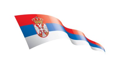 Beyaz arka planda Sırbistan bayrağı ve vektör illüstrasyonu