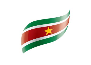 Surinam bayrak, beyaz bir arka plan üzerinde vektör çizim