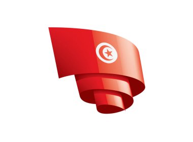 Tunus bayrağı, beyaz bir arka plan üzerinde vektör çizim