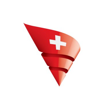 İsviçre bayrağı, beyaz arkaplanda vektör illüstrasyonu