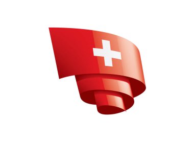 İsviçre bayrağı, beyaz arkaplanda vektör illüstrasyonu