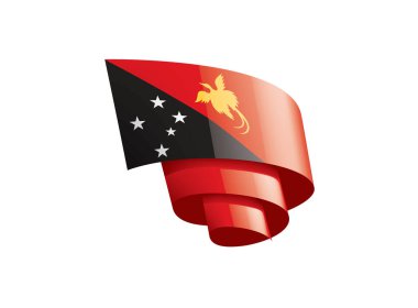 Papua Yeni Gine bayrağı, beyaz arkaplanda vektör illüstrasyonu