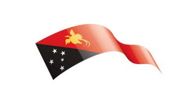 Papua Yeni Gine bayrağı, beyaz arkaplanda vektör illüstrasyonu