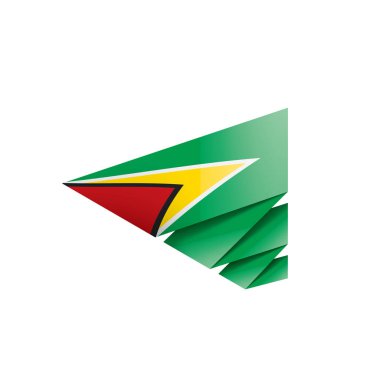 Guyana bayrağı, beyaz arkaplanda vektör illüstrasyonu