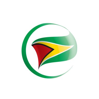 Guyana bayrağı, beyaz arkaplanda vektör illüstrasyonu
