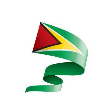 Guyana bayrağı, beyaz arkaplanda vektör illüstrasyonu