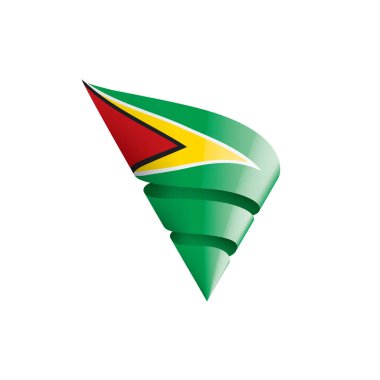 Guyana bayrağı, beyaz arkaplanda vektör illüstrasyonu