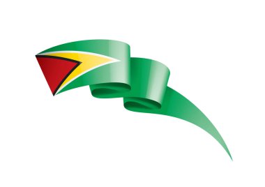 Guyana bayrağı, beyaz arkaplanda vektör illüstrasyonu