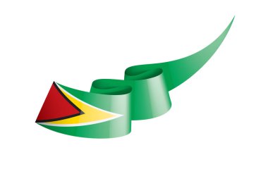 Guyana bayrağı, beyaz arkaplanda vektör illüstrasyonu