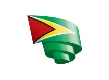 Guyana bayrağı, beyaz arkaplanda vektör illüstrasyonu