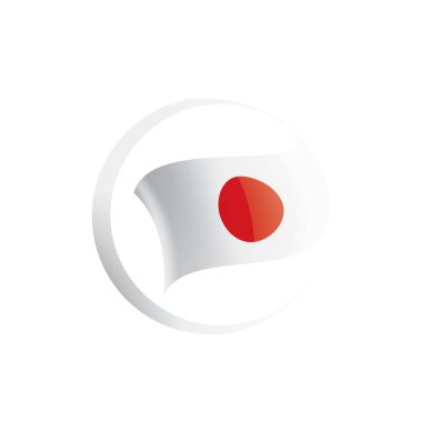 Japon bayrağı, beyaz arkaplanda vektör illüstrasyonu