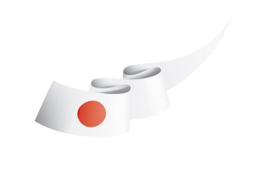 Japon bayrağı, beyaz arkaplanda vektör illüstrasyonu