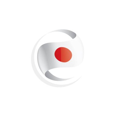 Japon bayrağı, beyaz arkaplanda vektör illüstrasyonu