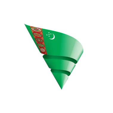 Türkmenistan bayrağı, beyaz bir arka plan üzerinde vektör çizim